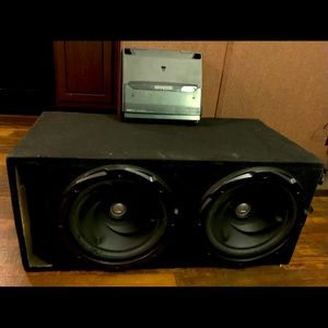 Two Twelve Kenwood Speakers w/box & amp